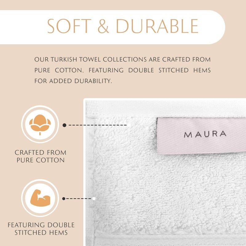 MAURA White Bath Towel Set of 8 for Bathroom. Turkish Cotton Luxury Bath Towels. Extra Large, Thick, Plush & Soft. Hotel & Spa Quality - White - Image 3